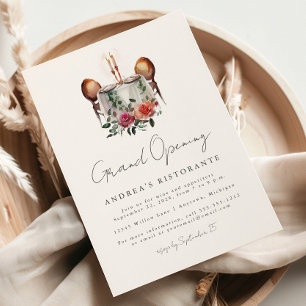 Restaurant Grand Opening Watercolor Table for Two Invitation