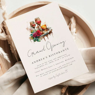 Restaurant Grand Opening Watercolor Wine Glasses Invitation