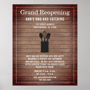 Restaurant Grand Reopening Covid Safety Rustic Poster
