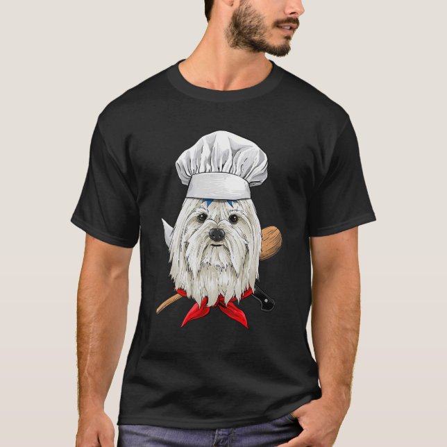 Restaurant Maltese Chef Cook Cooking  Maltese Dog T-Shirt (Front)
