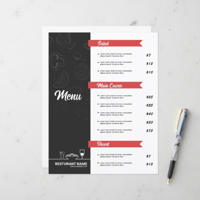 Restaurant Menu Flyer Template (Front/Back In Situ)