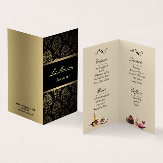 restaurant menu folded business card (Inside and Outside)