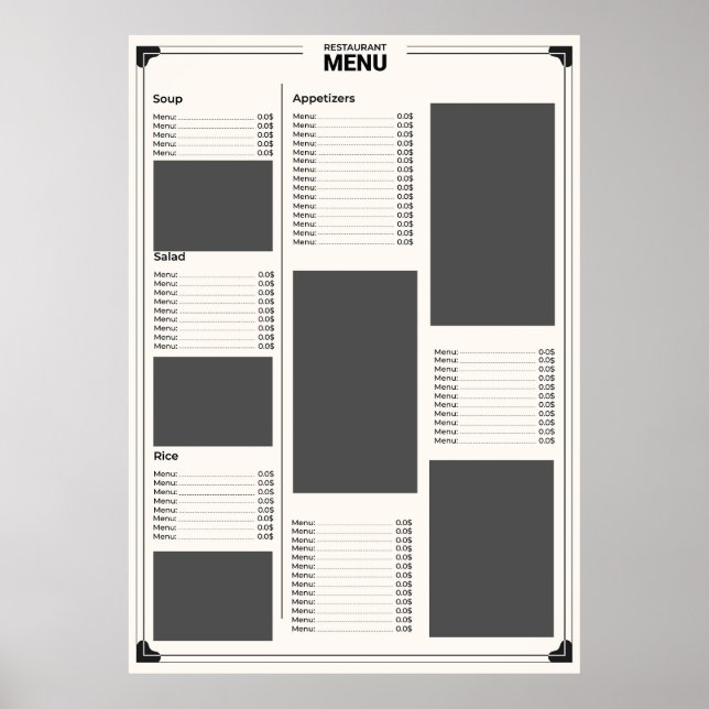 Restaurant Menu Poster (Front)