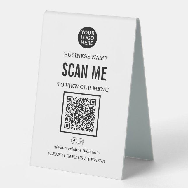 Restaurant Menu QR Code Business Logo  (Front)