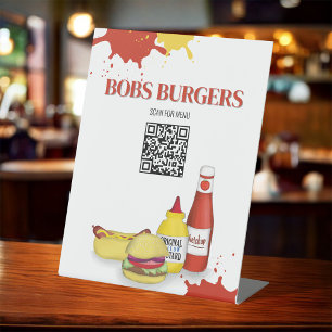 Restaurant Menu QR Code Template Pedestal Sign
