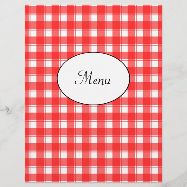 Restaurant Menu Red Checks Custom Flyer Template (Front)
