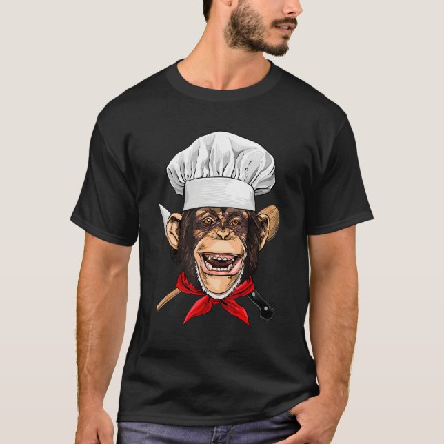 Restaurant Monkey Chef Cook Culinary Kitchen Cooki T-Shirt (Front)