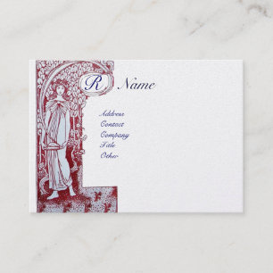 RESTAURANT MONOGRAM 2 red, white pearl paper Business Card