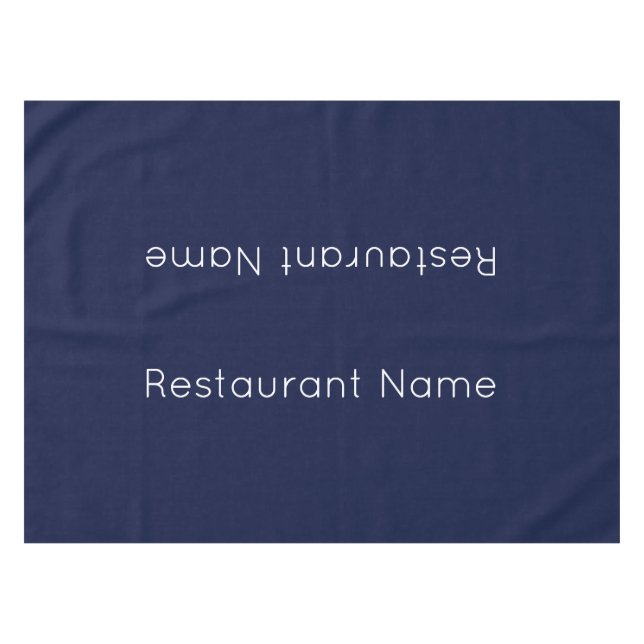 Restaurant Name Dark Blue and White Text Template  Tablecloth (Front (Horizontal))