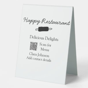 Restaurant name scan QR menu add contact details n