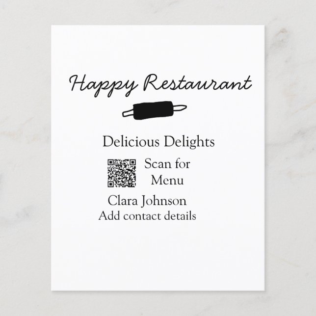 Restaurant name scan QR menu add contact details n (Front)