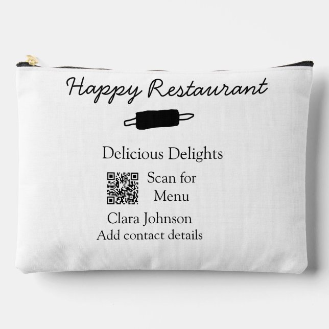 Restaurant name scan QR menu add contact details n Accessory Pouch (Front)
