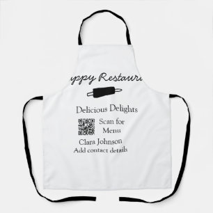 Restaurant name scan QR menu add contact details n Apron