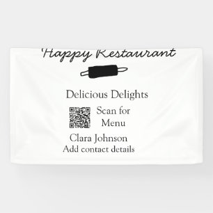 Restaurant name scan QR menu add contact details n Banner