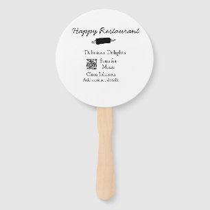Restaurant name scan QR menu add contact details n Hand Fan