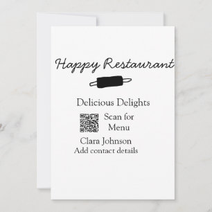 Restaurant name scan QR menu add contact details n Invitation