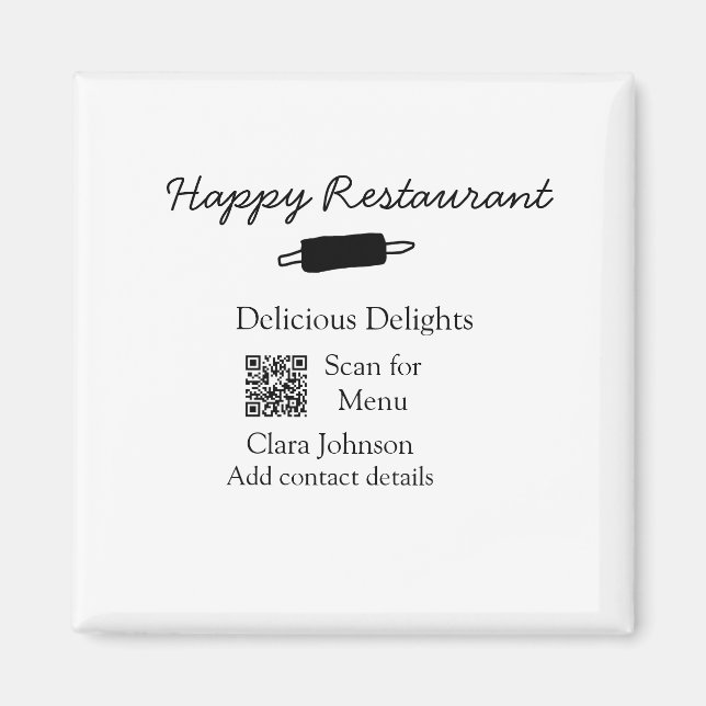 Restaurant name scan QR menu add contact details n Magnet (Front)