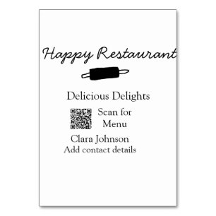 Restaurant name scan QR menu add contact details n Table Number