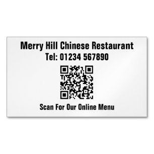 Restaurant Online Menu QR Code Magnetic Business Card