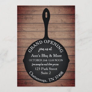Restaurant Opening Grand Opening Rustic Skillet Invitation