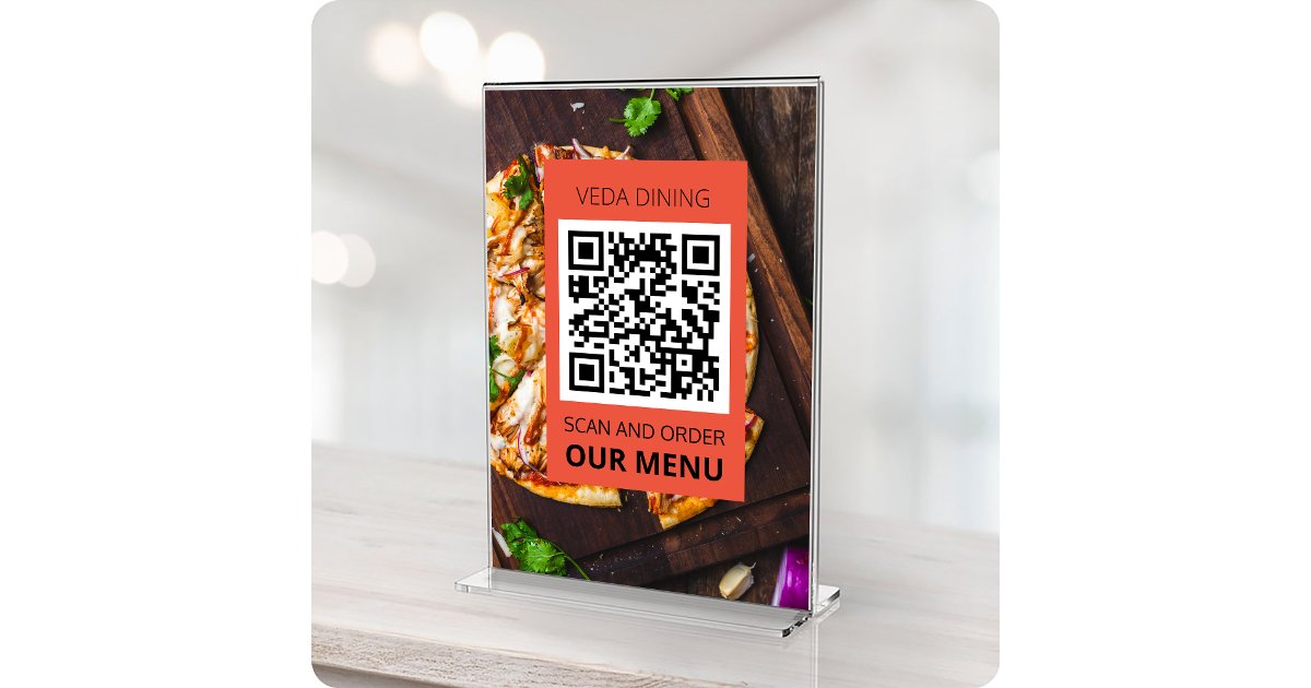 Restaurant Photo Scan Menu Order QR Code Card | Zazzle