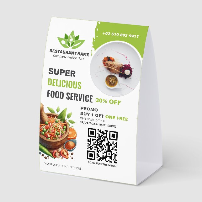 Restaurant QR Code Menu Custom Logo Food Photo Tab (Front)