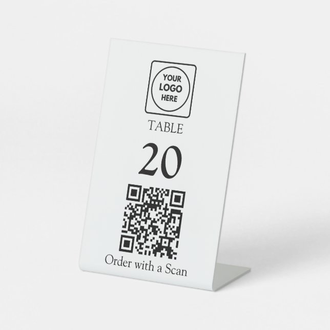 Restaurant QR Code | Table Number Scan-to-Order Pedestal Sign (Front)