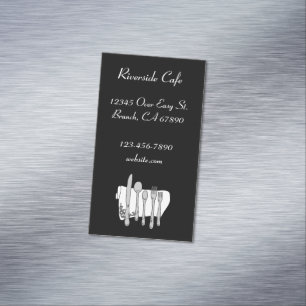 Restaurant Silverware on Black Custom Magnet Card