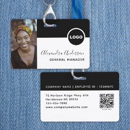 Restaurant Staff Photo ID QR Code Black Badge