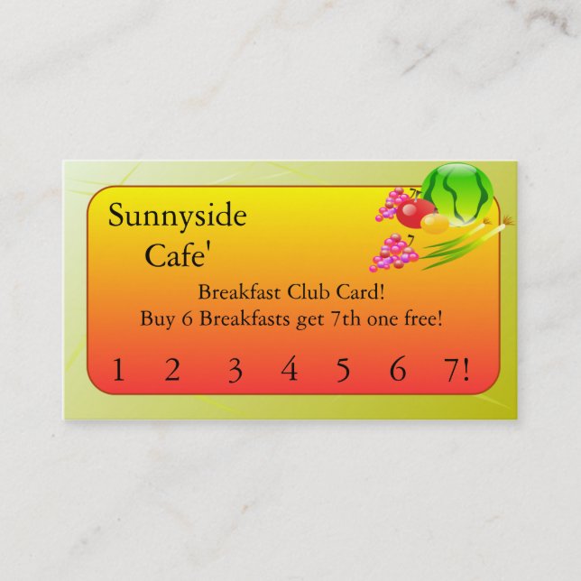 Restaurant Supplies   Breakfast club cards (Front)