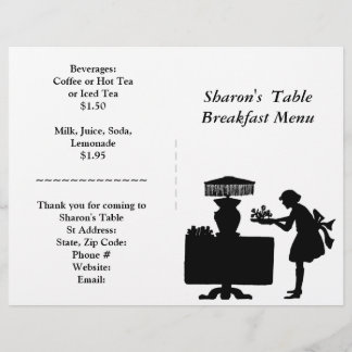 Restaurant Supplies, Breakfast Menu Customisable
