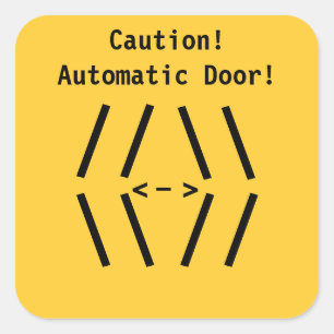 Restaurant Supplies! Caution! Automatic Door! Square Sticker