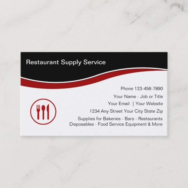 Restaurant Supply Business Cards (Front)