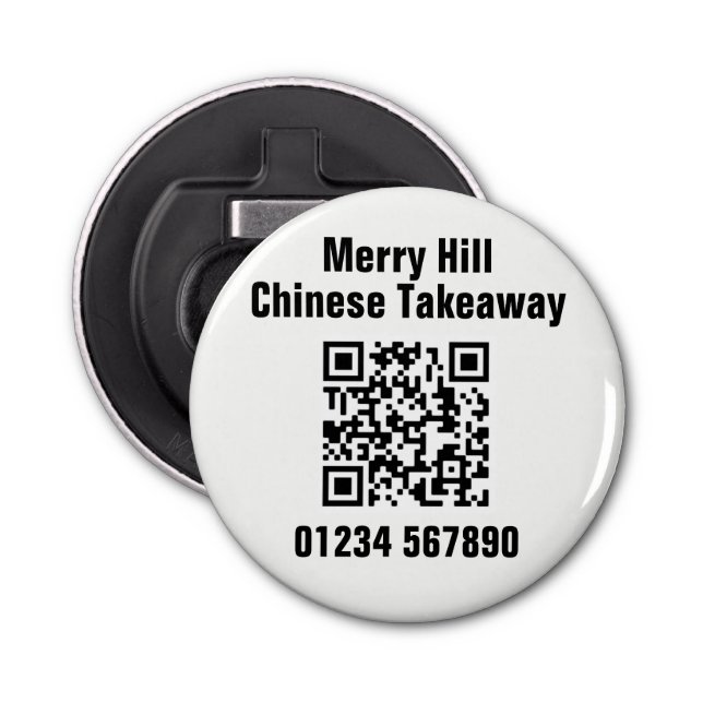 Restaurant Takeaway Online Menu QR Code Bottle Opener (Front)
