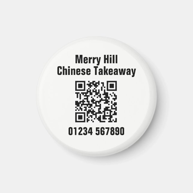 Restaurant Takeaway Online Menu QR Code Magnet (Front)