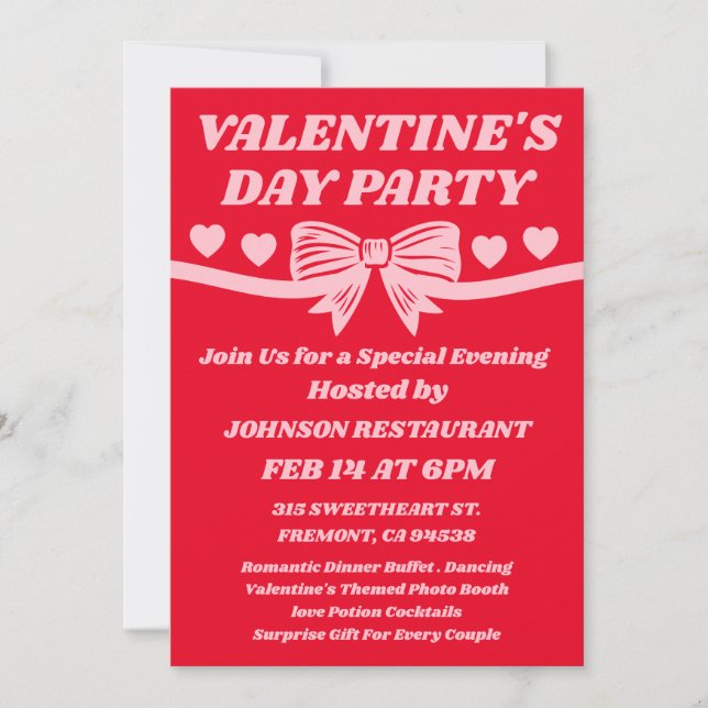 Restaurant Valentine’s Day Party Invitation (Front)