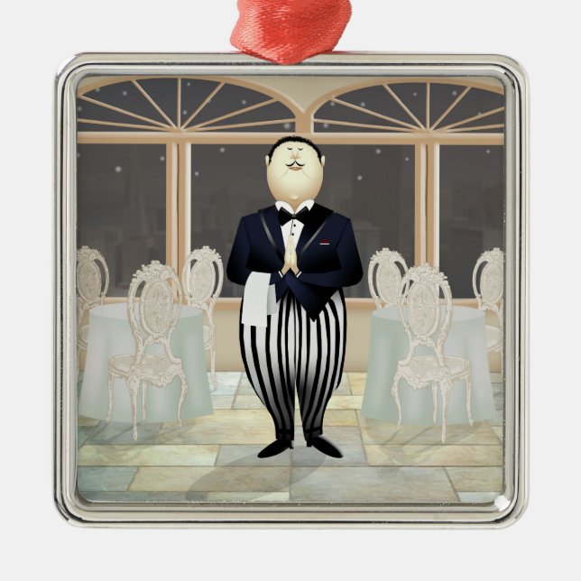 Restaurant Waiter Metal Tree Decoration (Front)