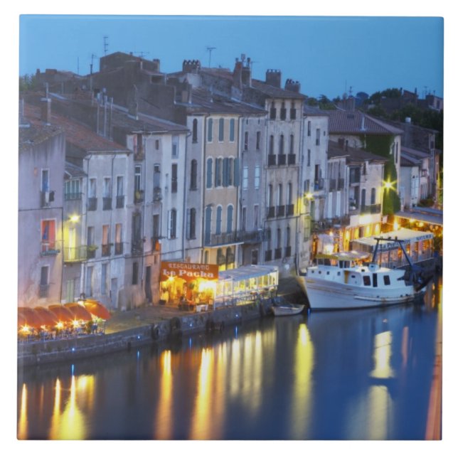 Restaurants along the l'Herault river. L'Herault 2 Ceramic Tile (Front)