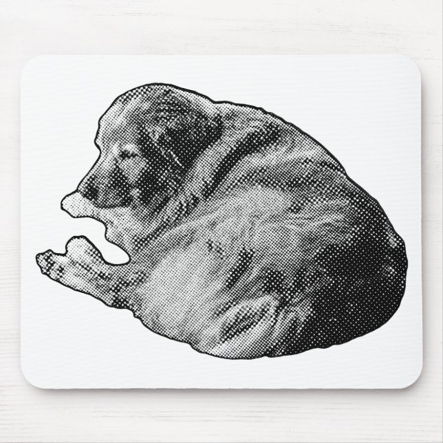 Restful Dot Dog Inspires Calm at Winter Workspaces Mouse Pad (Front)