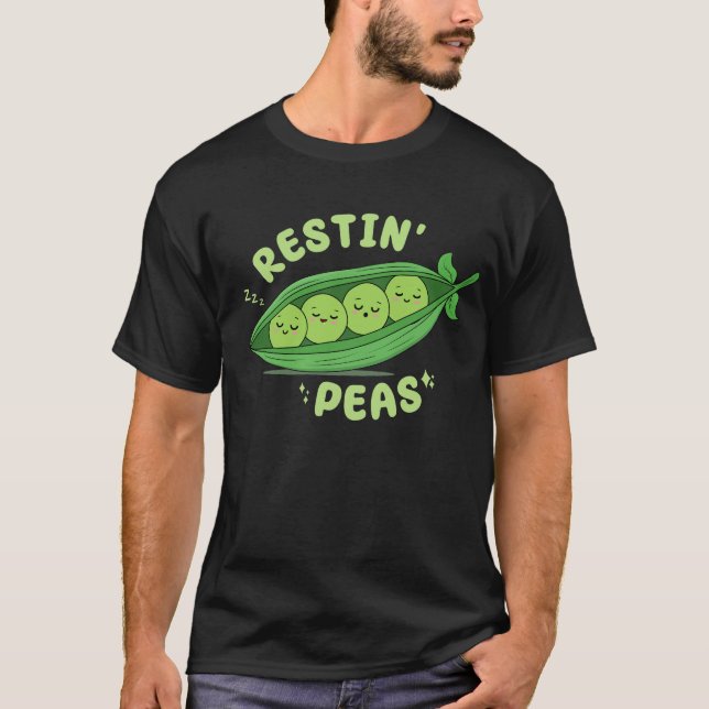 Restin' Peas Cute Kawaii Funny Food Pun T-Shirt (Front)