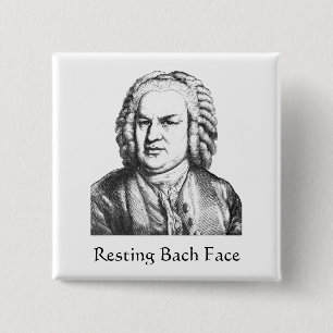Resting Bach Face Classical Music Composer 15 Cm Square Badge
