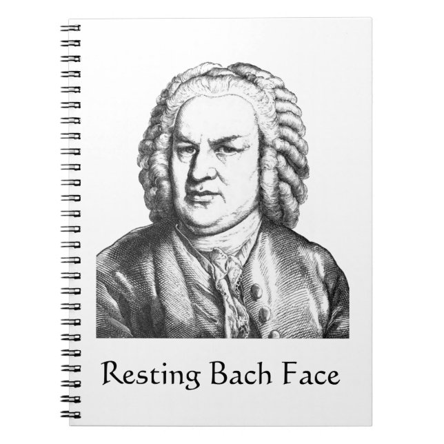Resting Bach Face Classical Music Composer Notebook (Front)