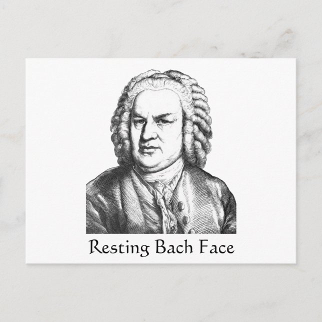 Resting Bach Face Classical Music Composer Postcard (Front)