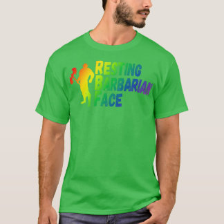 Resting Barbarian Face Rainbow Design T-Shirt