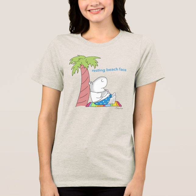 RESTING BEACH FACE belly button hippo Boynton Tri-Blend Shirt (Front)