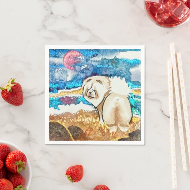 RESTING BEACH FACE cream chow  Napkin (Insitu)