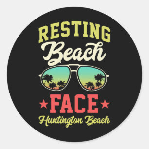 Resting Beach Face Funny Matching Huntington Beach Classic Round Sticker