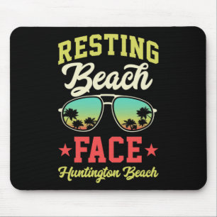 Resting Beach Face Funny Matching Huntington Beach Mouse Pad