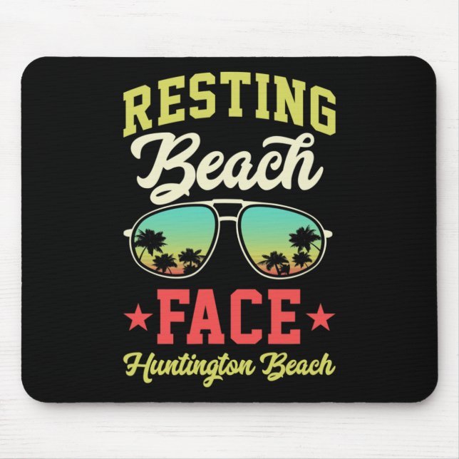 Resting Beach Face Funny Matching Huntington Beach Mouse Pad (Front)
