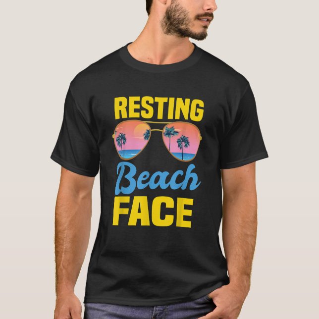 Resting Beach Face Funny Summer Beach Vacation T-Shirt (Front)